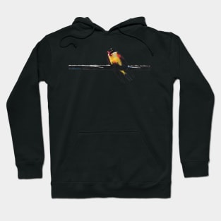 Swallow Bird Perched on a Wire Watercolor Style Hoodie